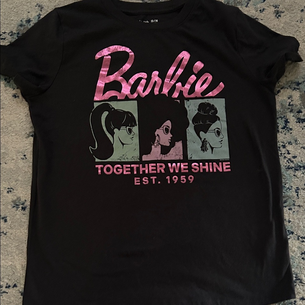 Barbie Black Tee with Pink and Gray Accents